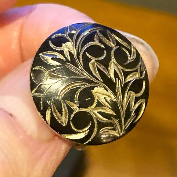 Sterling silver niello earrings - Picture 2 of 4